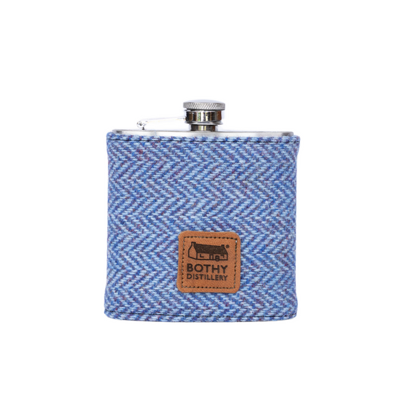 Gin Bothy Harris Tweed Hip flask Small Blue / Black Red Stripe Tartan