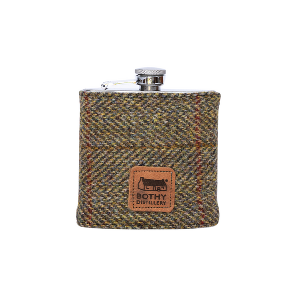 Gin Bothy Harris Tweed® Hip Flask - Green Herringbone Small